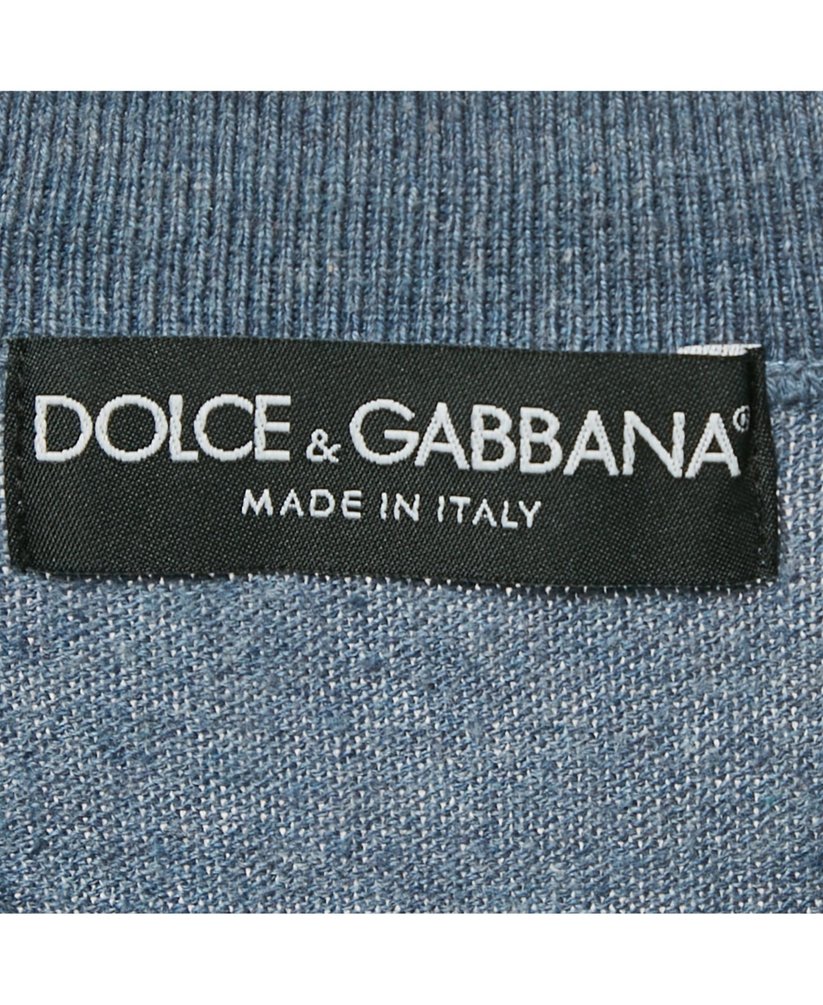 Pre-Owned Dolce & Gabbana Men's Blue Cotton Knit Crew Neck Long Sleeve Sweatshirt