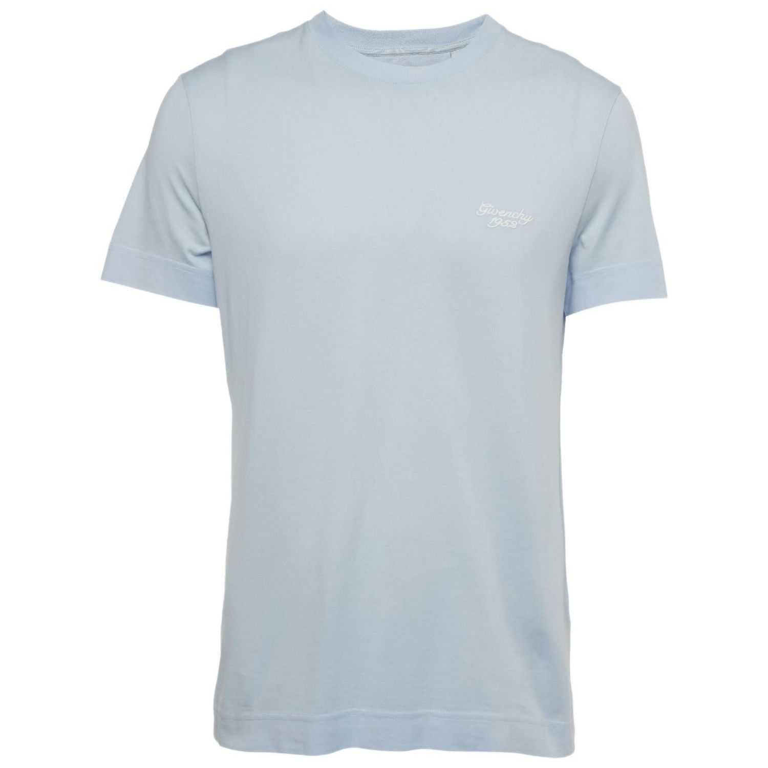 Men's Blue Embroidered Jersey Crew Neck T-Shirt