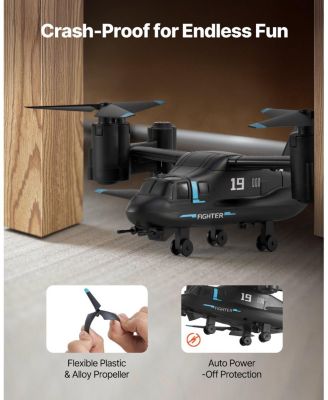 RC Helicopter, 2.4GHz 4-Channel with Gyro & Wing Lights, One-Key Takeoff/Landing Flying Plane Toy for Kids 8+