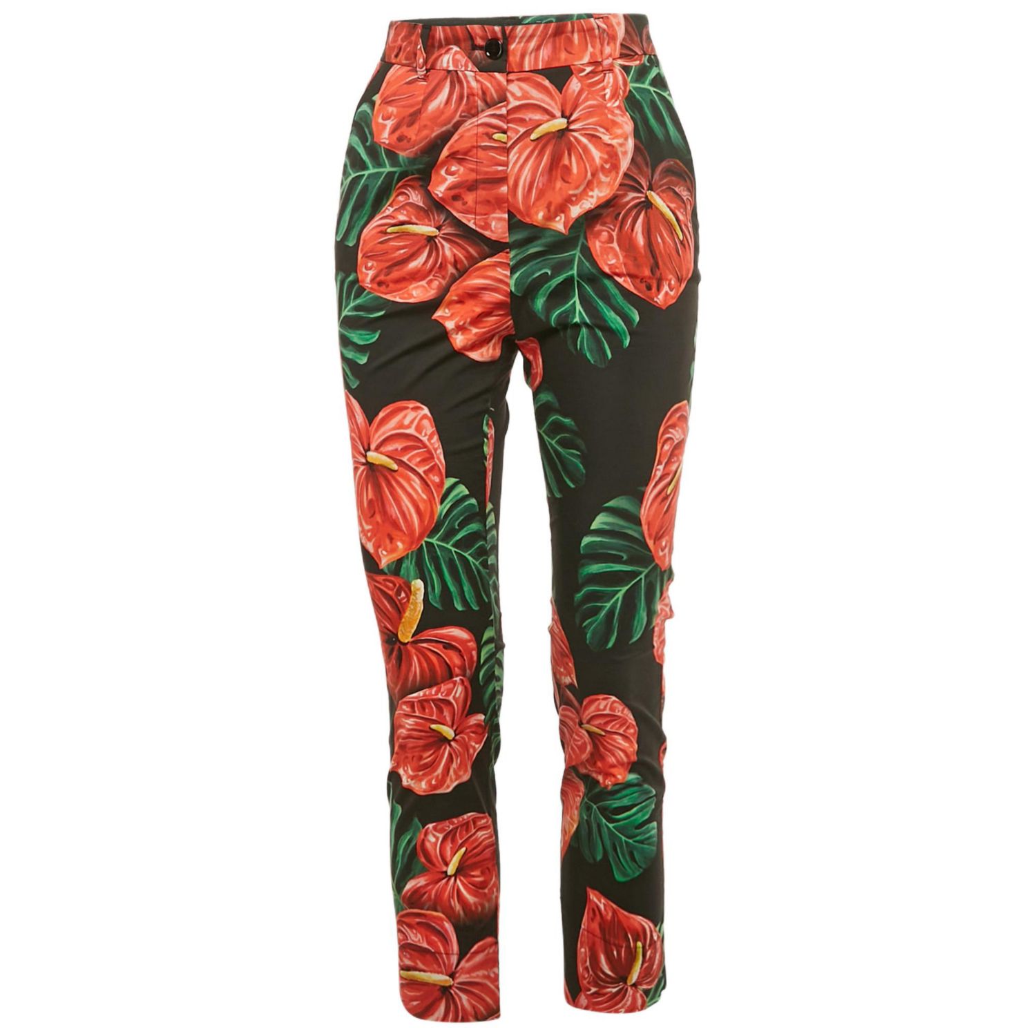 Women's Anthurium Print Cotton Trousers