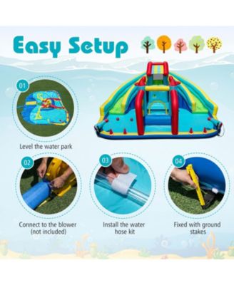 Inflatable Water Slide Park With Dual Slides Bounce House And Obstacle Course