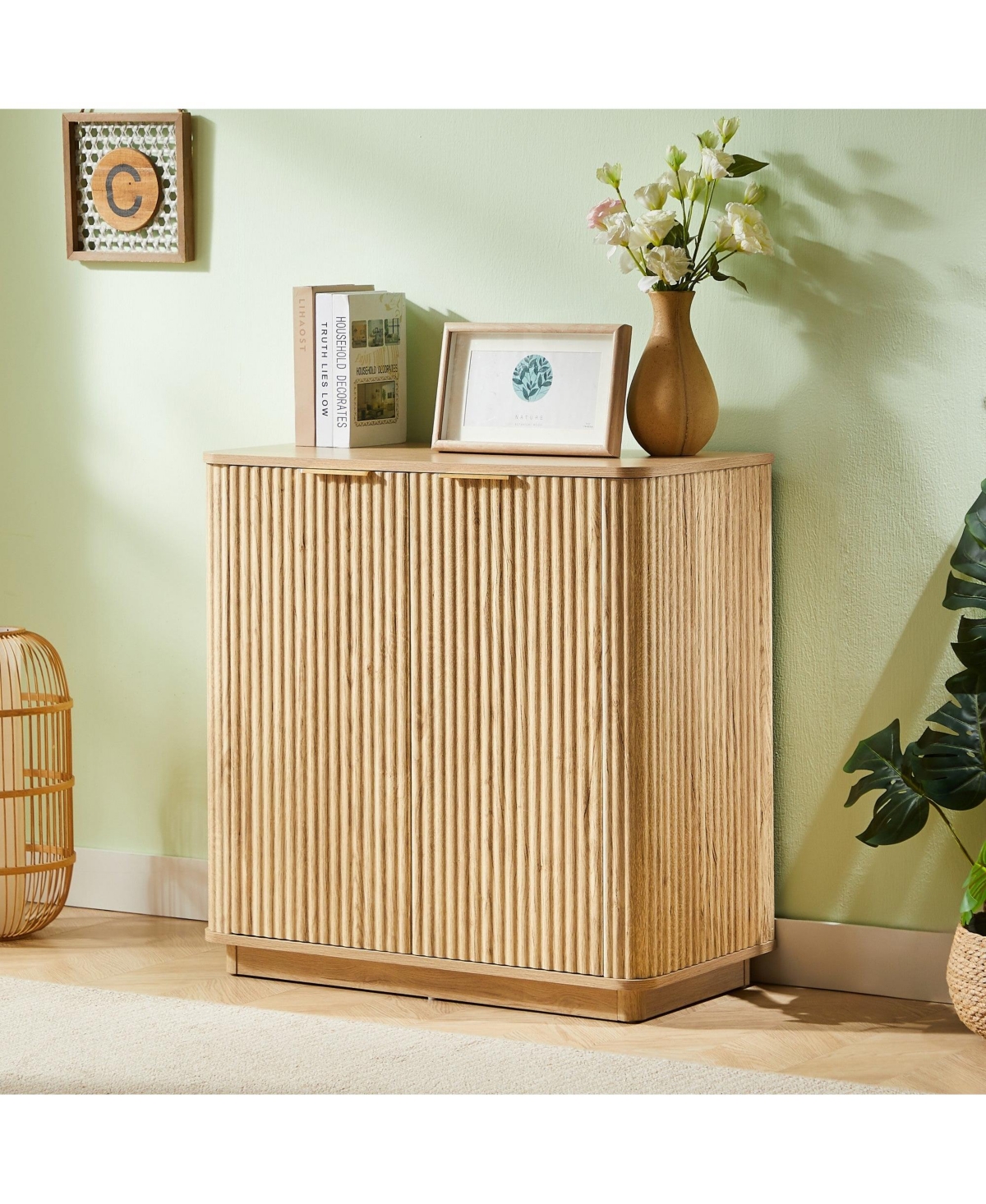 Boyel Living 31.5" Elegant Sideboard with Wavy-Grain Panel, Mdf Cutlery Cabinet for Living Room or Dining Room