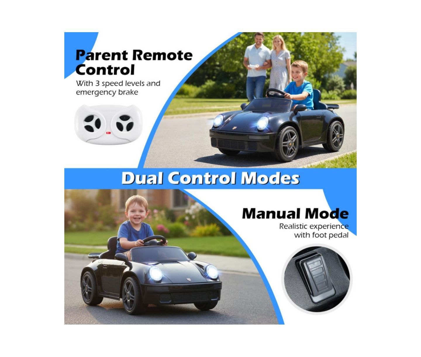 Детская игрушка HONGGE 12V Electric Ride On Car with Remote Control and Music, цвет: Чёрный — фото 9