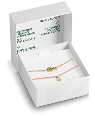 Crocodile Gold-Plated Stainless Steel and Tan Nylon Cord Bracelets Gift Set