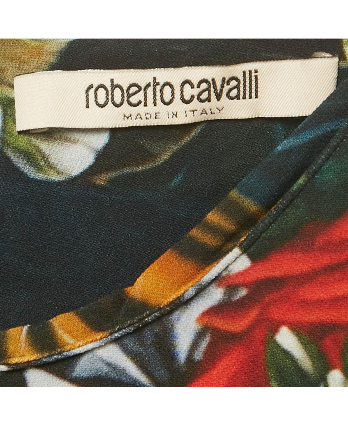 Pre-Owned Roberto Cavalli Women's Green Tropical Print Jersey Mini Dress