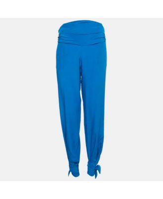 Women's Blue Silk Tie-Up Trousers