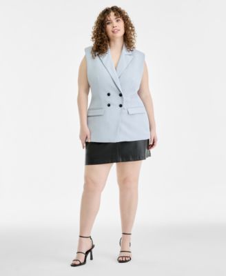Trendy Plus Size Peak-Lapel Double-Breasted Vest, Macy's Exclusive