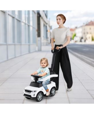 3 In 1 Land Rover Ride On Push Car For Kids With Handle Storage And Canopy