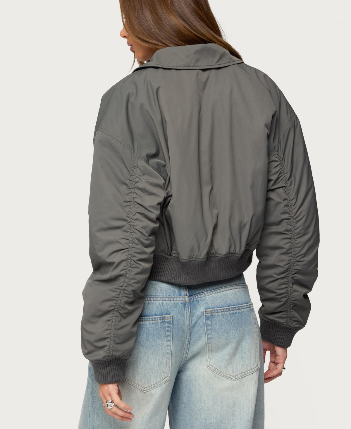 Edikted Women's Dolan Ruched Oversized Bomber Jacket
