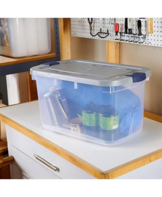 4 Pack Roughneck Clear Storage Containers, Stackable Totes, 66 Quart