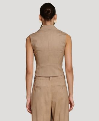 Women's Pinstriped Notch Lapel Collar Top