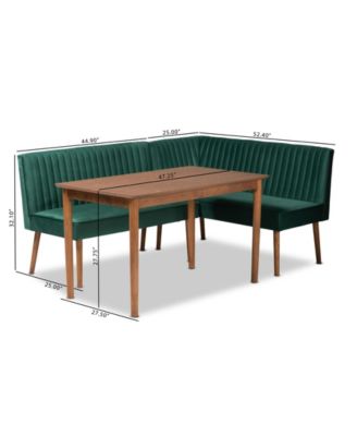 Alvis 3-Pc. Wood Mid-Century Dining Nook Set