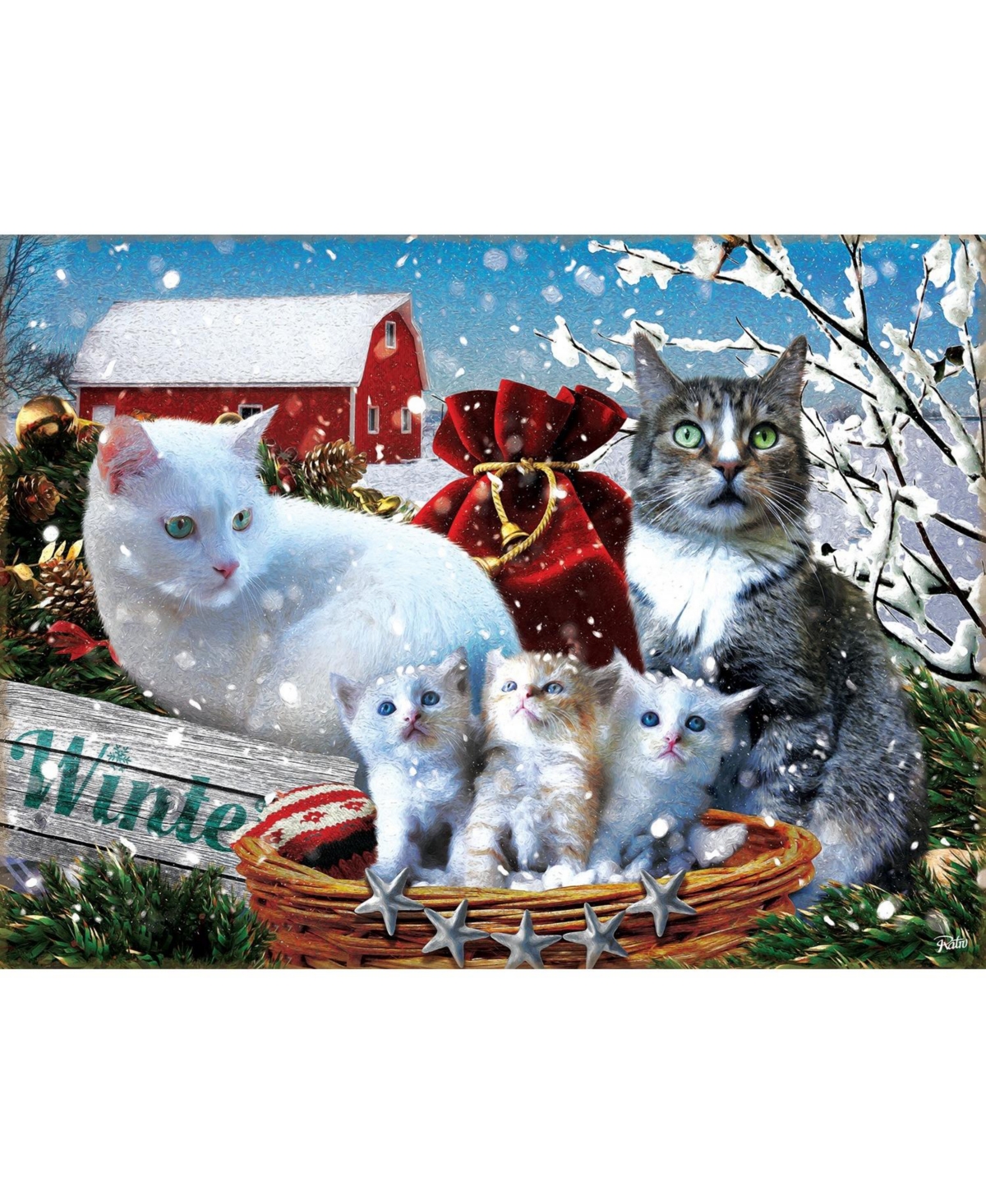 SunsOut Winter Kitties 300 piece Jigsaw Puzzle for Adults Christmas