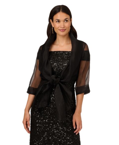 Женская куртка Adrianna Papell Organza Wrap, цвет: Чёрный