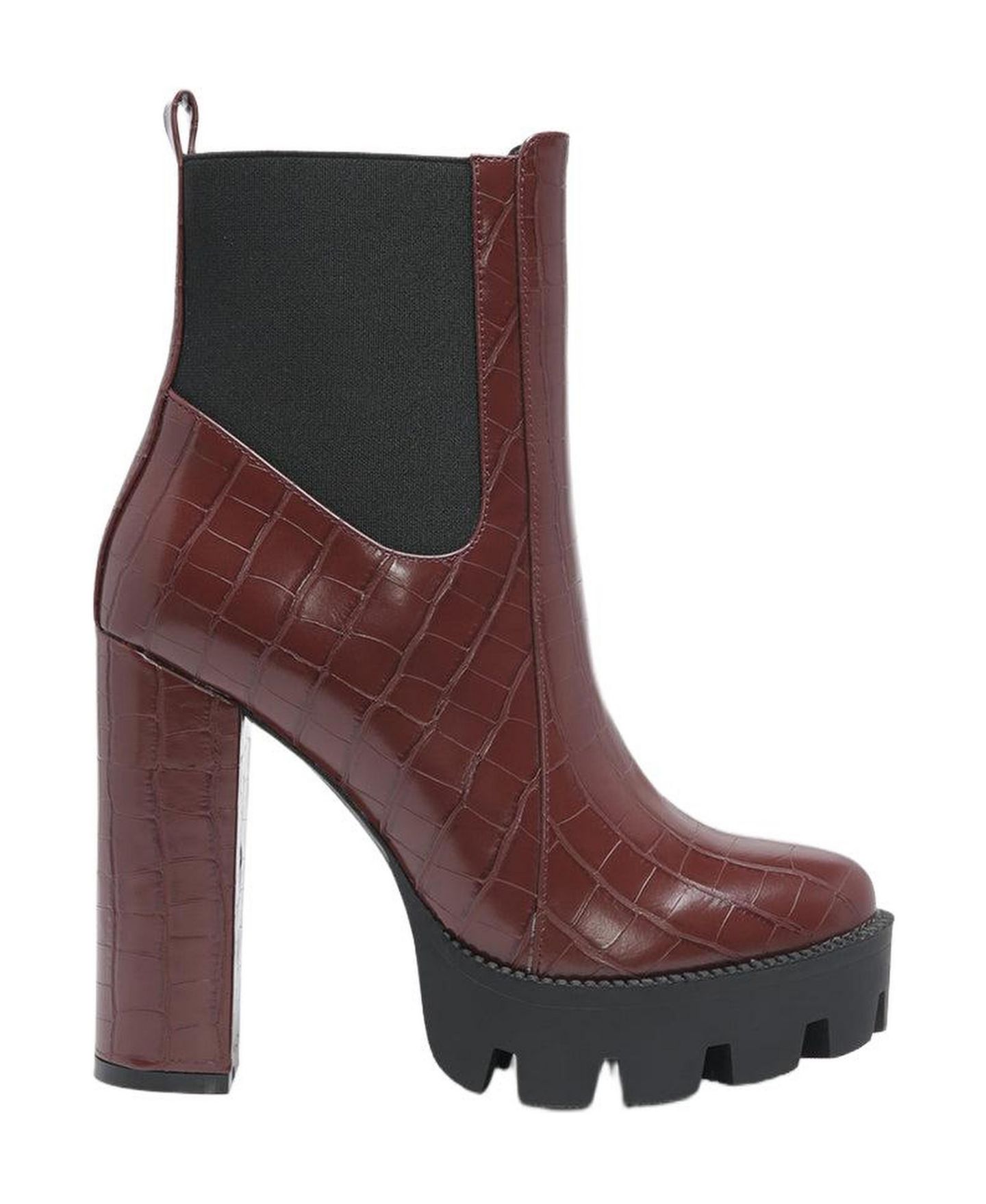Женские ботинки London Rag Beatriz Croc Print Block Heel Ankle, цвет: Коричневый — фото 2