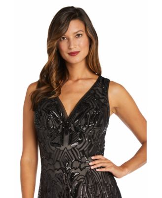 Women's Sequined V-Neck Godet Gown