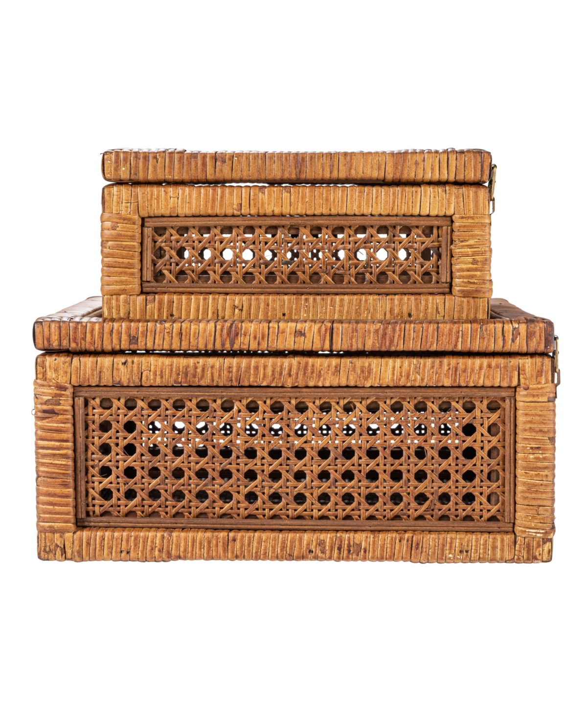 Storied Home Set of 2 Sizes Modern Decorative Rectangle Display Boxes with Glass Top