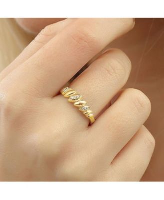 Lined Stones Marquise Sterling Silver Ring