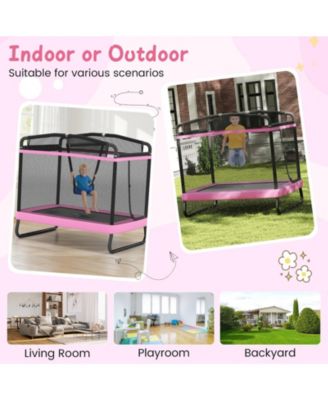 Kids Trampoline With Detachable Swing And Horizontal Bar For Indoor And Outdoor Play