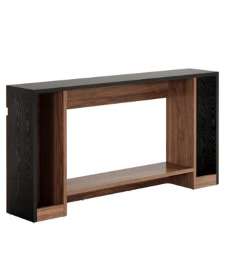 63" Wooden Console Table – 2-Tier Narrow Rectangular Sofa Table for Entryway, Behind Couch