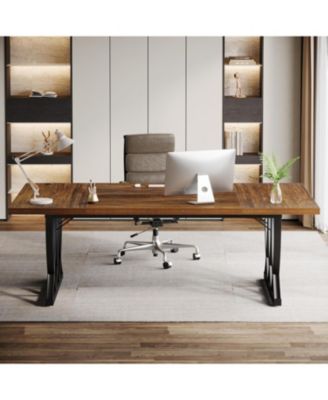 70.86-Inch Executive Desk, Large Home Office Desk Computer Desk with Thick Metal Frame