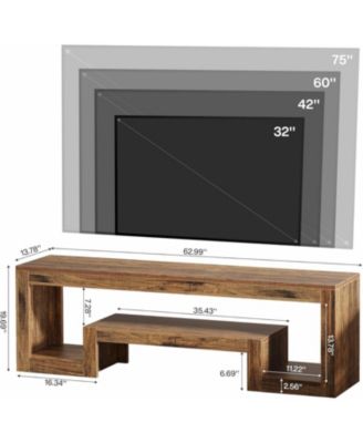 63-Inch TV Stand for 55/60/65/75-Inch TVs, Farmhouse Entertainment Center, Rustic Brown