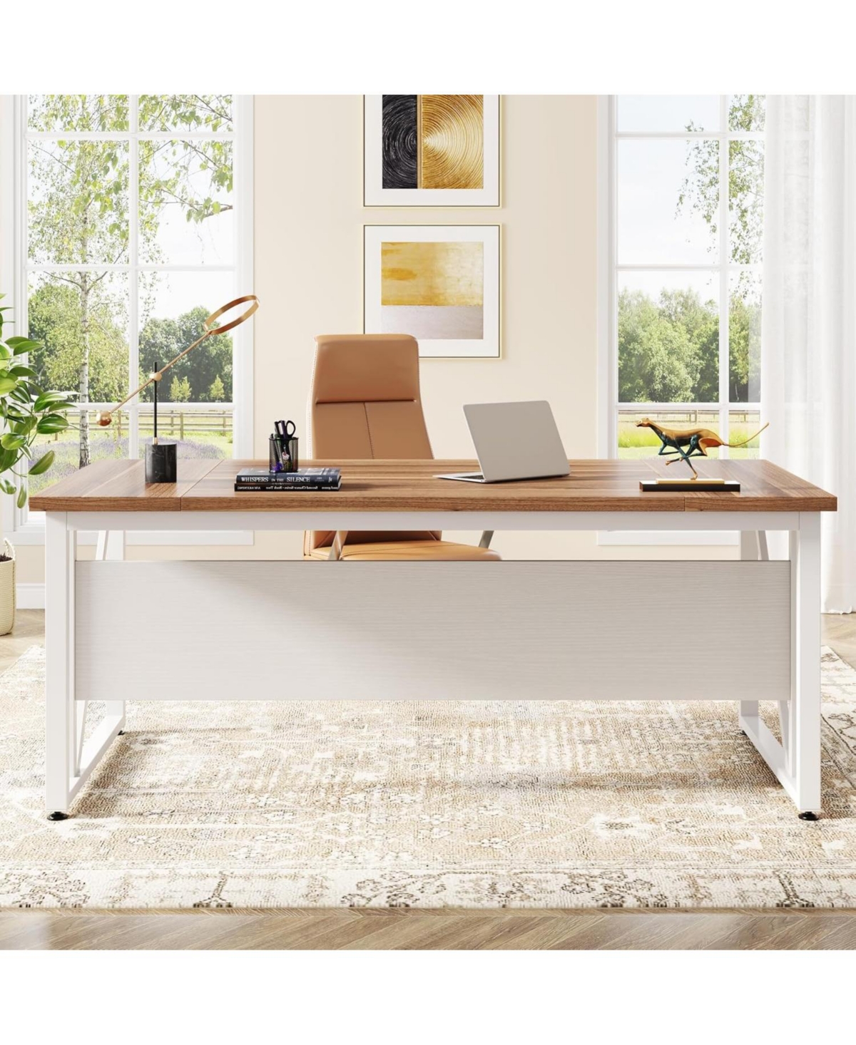Tribesigns 63 inches Executive Computer Desk, Large Home Office Desk Writing Table for Workstation