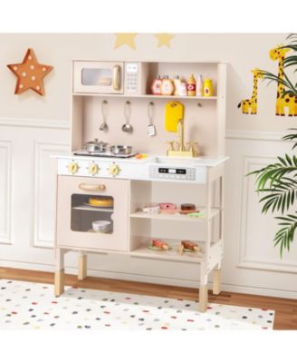 Play Kitchen Height Adjustable with Microwave and Lights and Sounds