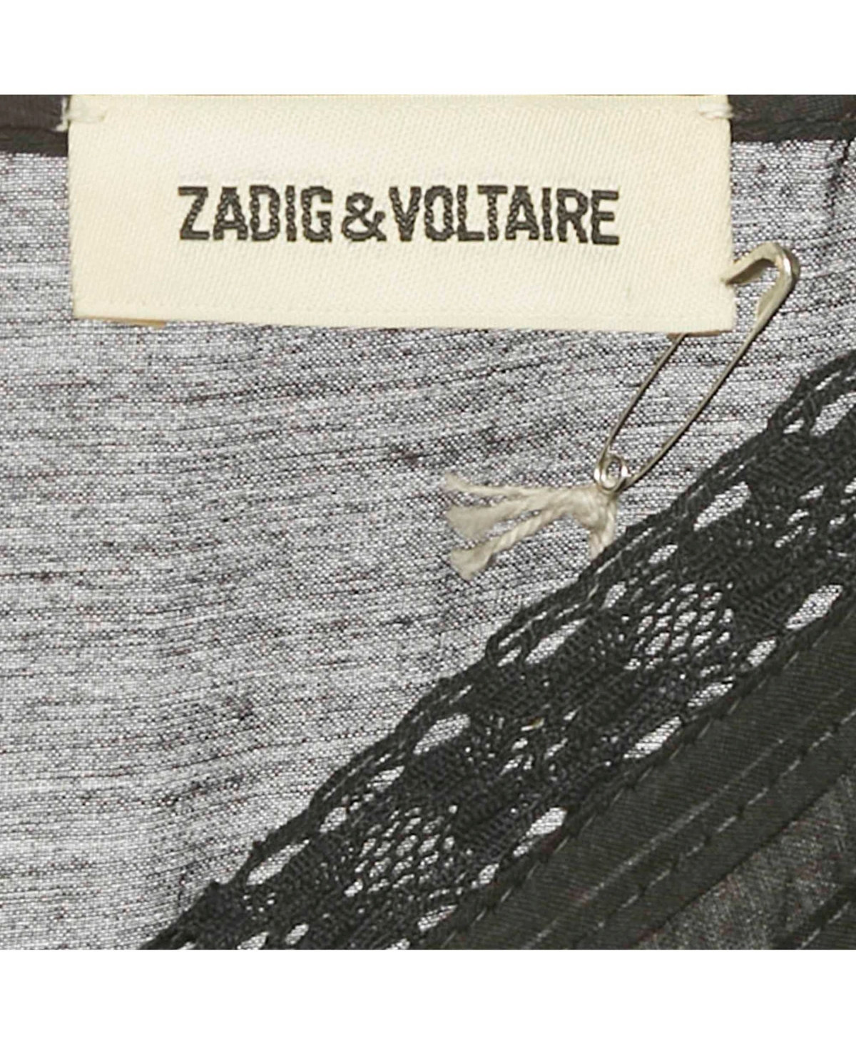 Pre-Owned Zadig & Voltaire Women's Black Lace Trim Cotton Rilli Asymmetric Midi Dress