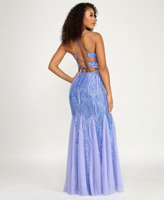 Juniors' Sequin Detail V-Neck Dress