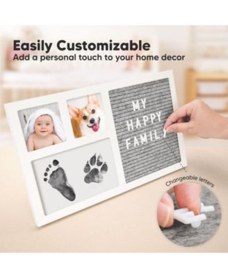 Heartfelt Inkless Baby Hand & Footprint Frame Kit with Letterboard, Dog Paw Print, Baby Shower Gifts for New-Moms