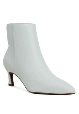 women's white leather dress boots Vtg Sz 8.5 Italian 70s 80s White Leather Slouch Dress Boots Designer  Chantel