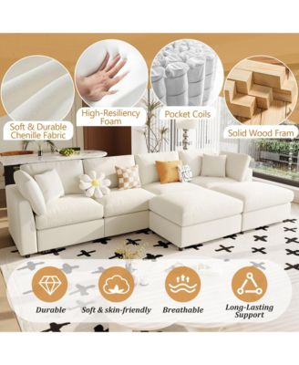 Modern Large U-Shape Sectional Sofa, 2 Large Chaise with Removable Ottomans for Living Room