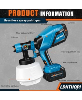 Cordless Paint Sprayer, 1000W HVLP System, 1200ml, 5 Copper Nozzles, Dual Batteries, Lightweight for Furniture & Home Projects