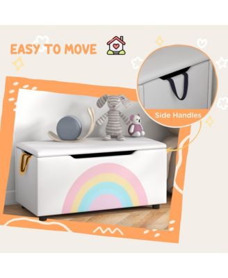 Kids Toy Box Chest, Lightweight Toy Organizer with Storage, Top Lid, and Side Handles for Nursery Room, Playroom, Bedroom, Aged 3-8 Years Old, 29.5" x 14.5" x 15", White