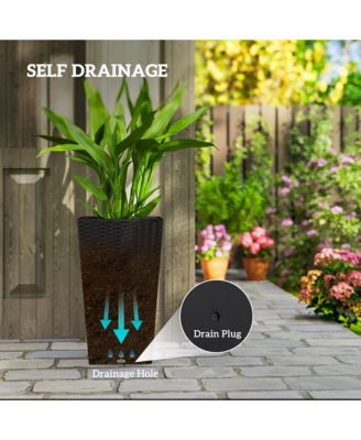 Set of 3 Tall Planters, Indoor and Outdoor Flower Pot Set,