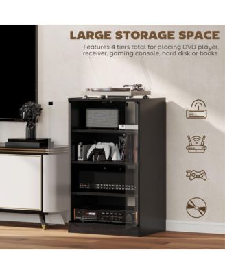 5-Tier Media Sd Cabinet w/3-Level Adjustable Shelves & Tempe Glass