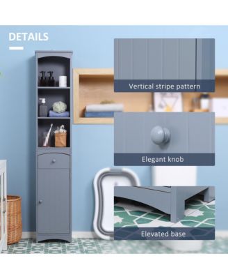 Bathroom Storage Cabinet Tall Free Sding Linen Tower w/ 3-Tier Shelf