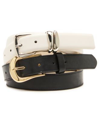 Women's Topstitched Texture Pearl 2- Pc Linked Chain Belt