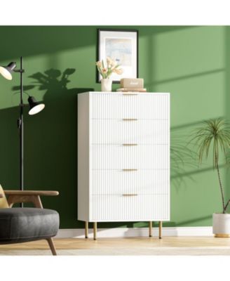 5 Drawer Dresser for Bedroom, Wooden Chest with Wide Drawers, Modern Storage Organizer for Closet, Hallway