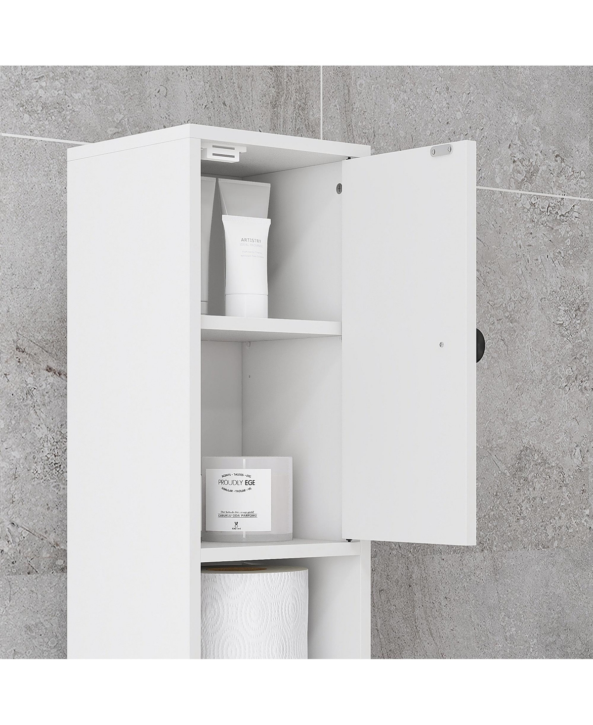 Kleankin Bathroom Storage Cabinet w/ Shelves, Toilet Paper Cabinet, White