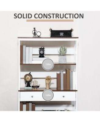 4-Tier Shelving Bookcase Storage Cupboard with Pull Out Drawer,