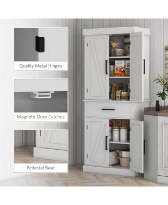 72" Tall Kitchen Pantry Storage Cabinet with Barn Doors and Drawer