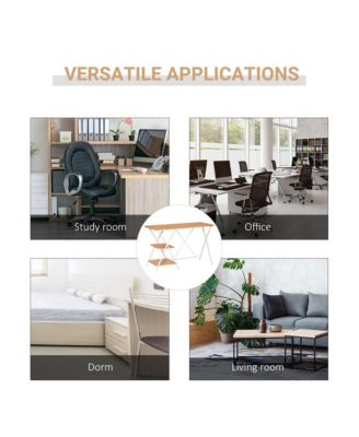 Computer Desk with 2-Tier Storage Shelves Wood Grain Writing Desk Natural