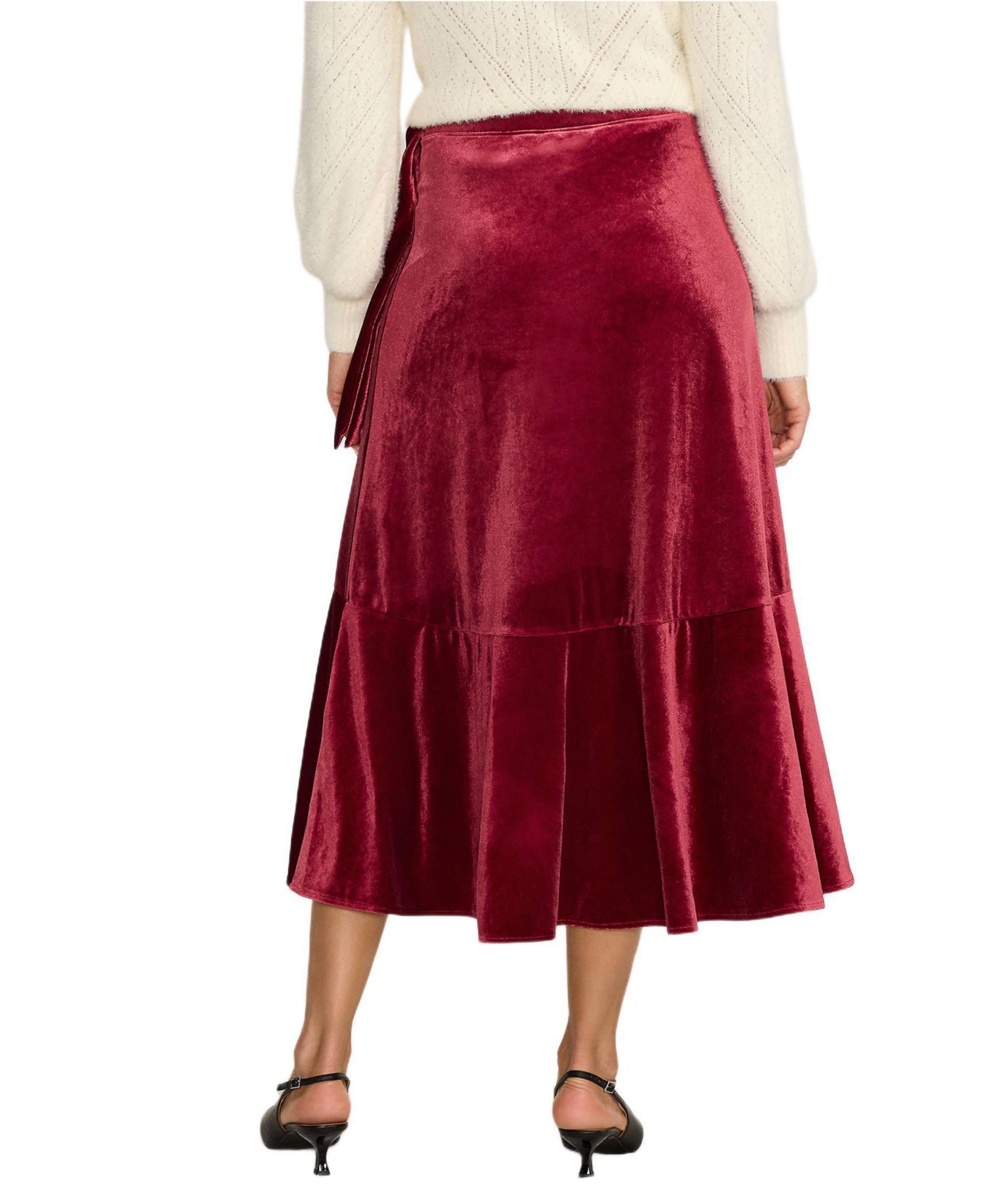 Women's Velvet Wrap Midi Skirt