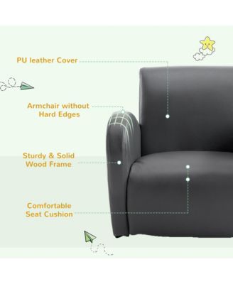 20" Kids Sofa Side Pocket Armchair Rocking Recliner PU Furniture,