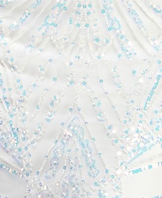 Juniors' Sequin Detail Corset Illusion Long Gown