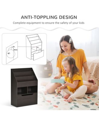 Kids Bookcase w/ Wheel Drawer for Books, Toys,