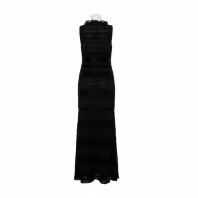Women's Lurex Knit Ruffled Neck Sleeveless Maxi Dress