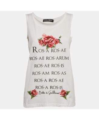 Women's White Printed Cotton Tank Top